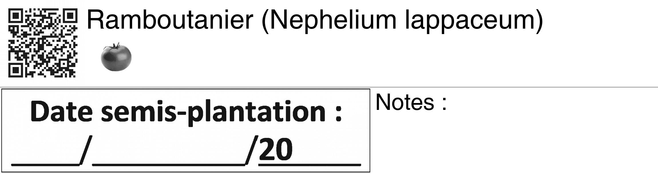 Étiquette de : Nephelium lappaceum - format c - style noire60_basiquegrrvhel avec qrcode et comestibilité simplifiée
