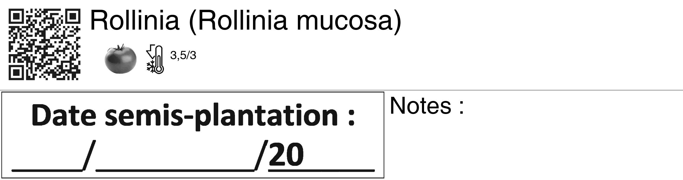 Étiquette de : Rollinia mucosa - format c - style noire60_basiquegrrvhel avec qrcode et comestibilité simplifiée