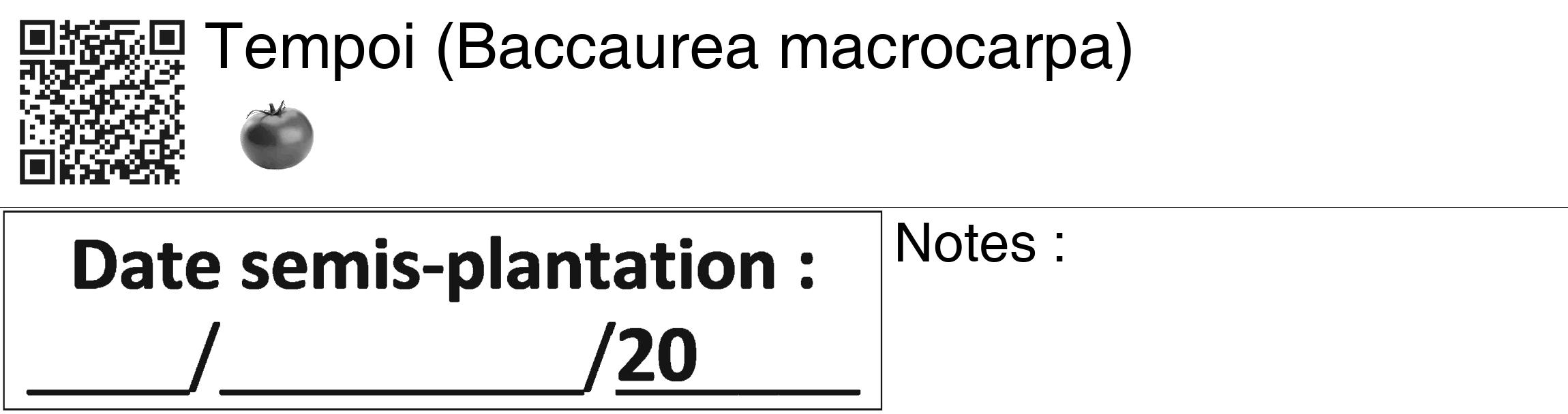 Étiquette de : Baccaurea macrocarpa - format c - style noire60_basiquegrrvhel avec qrcode et comestibilité simplifiée