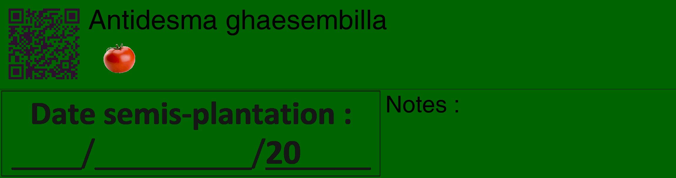 Étiquette de : Antidesma ghaesembilla - format c - style noire8_basique_basiquehel avec qrcode et comestibilité simplifiée