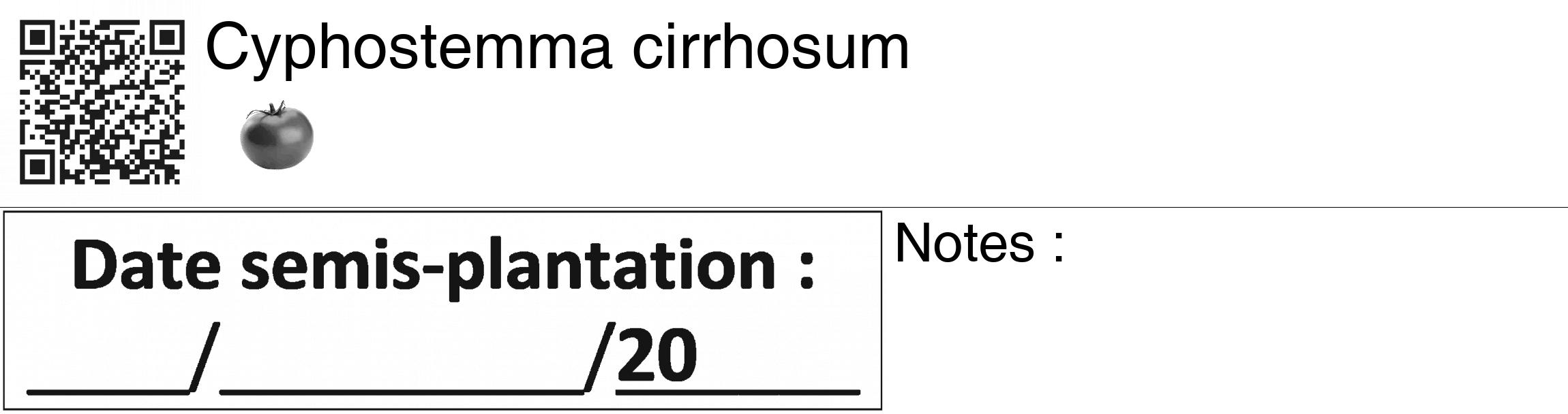 Étiquette de : Cyphostemma cirrhosum - format c - style noire60_basiquegrrvhel avec qrcode et comestibilité simplifiée