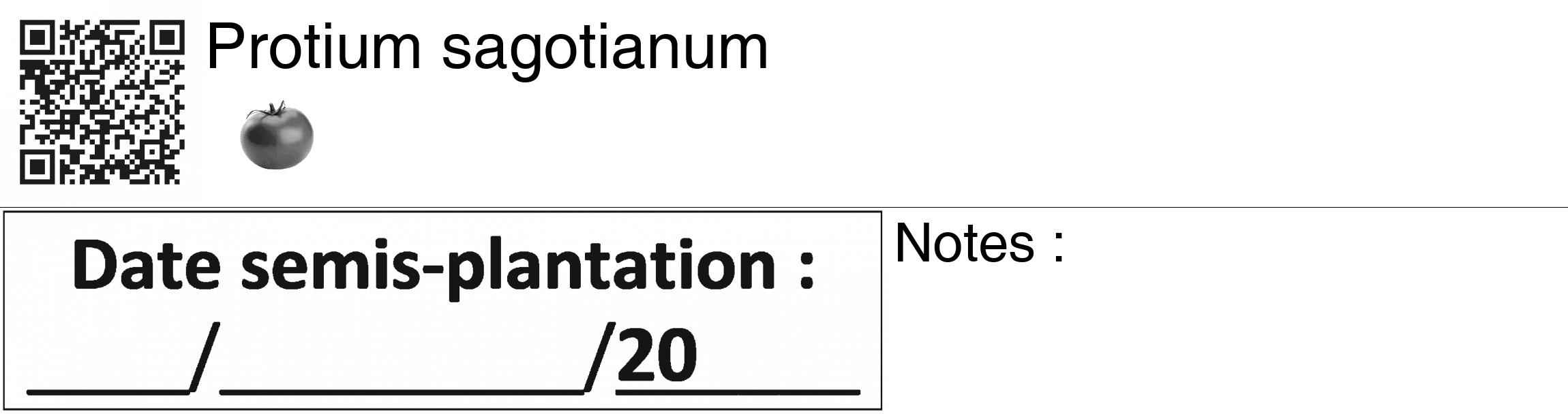 Étiquette de : Protium sagotianum - format c - style noire60_basiquegrrvhel avec qrcode et comestibilité simplifiée