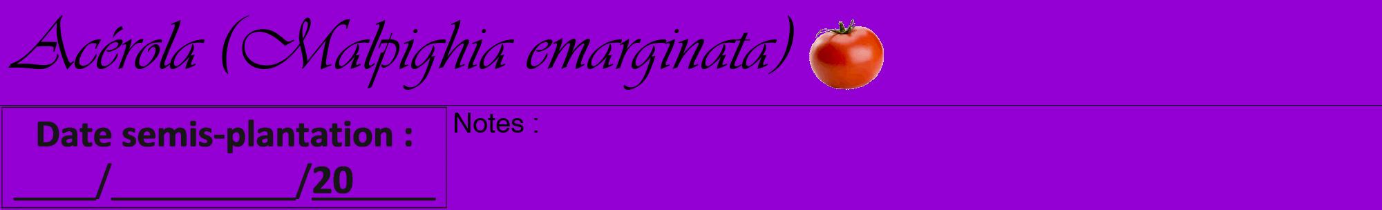 Étiquette de : Malpighia emarginata - format a - style noire48viv avec comestibilité simplifiée