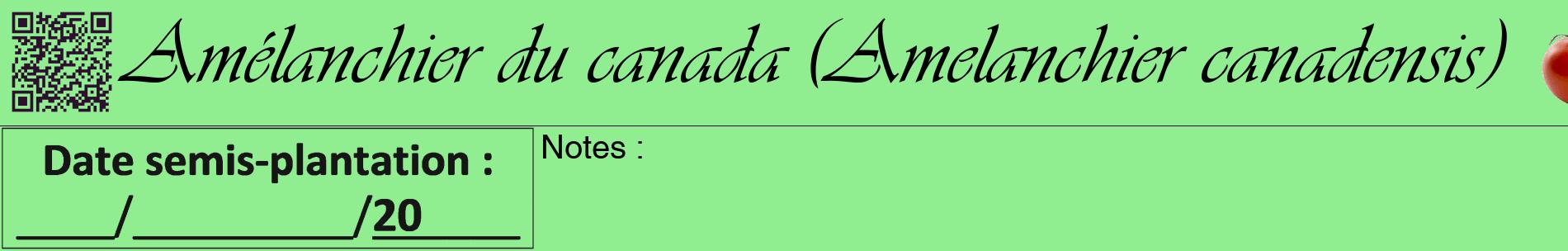 Étiquette de : Amelanchier canadensis - format a - style noire15basiqueviv avec qrcode et comestibilité simplifiée