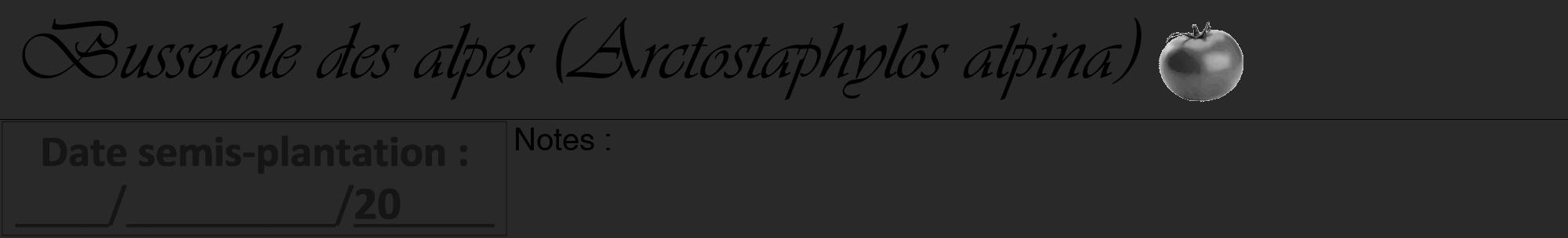 Étiquette de : Arctostaphylos alpina - format a - style noire34viv avec comestibilité simplifiée