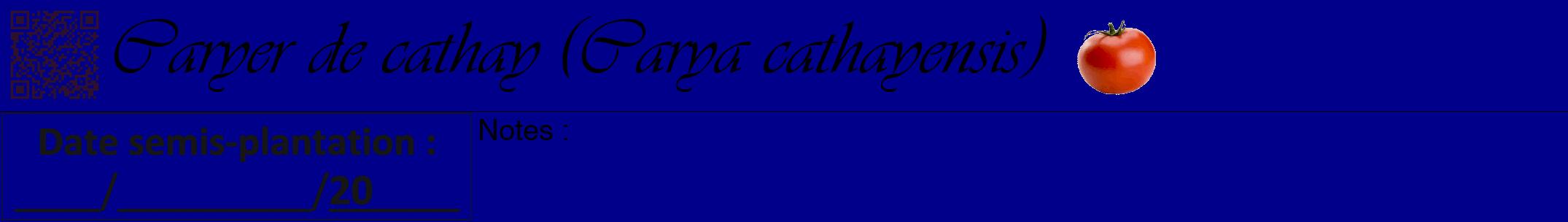 Étiquette de : Carya cathayensis - format a - style noire7viv avec qrcode et comestibilité simplifiée