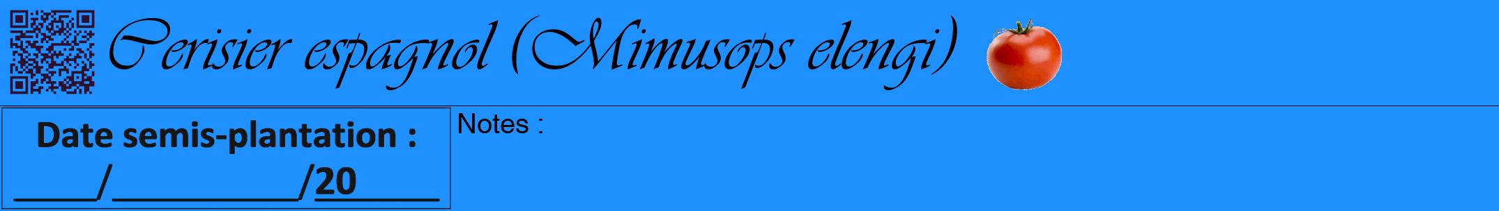 Étiquette de : Mimusops elengi - format a - style noire3simpleviv avec qrcode et comestibilité simplifiée