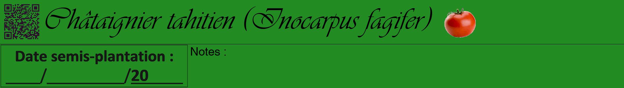Étiquette de : Inocarpus fagifer - format a - style noire10viv avec qrcode et comestibilité simplifiée