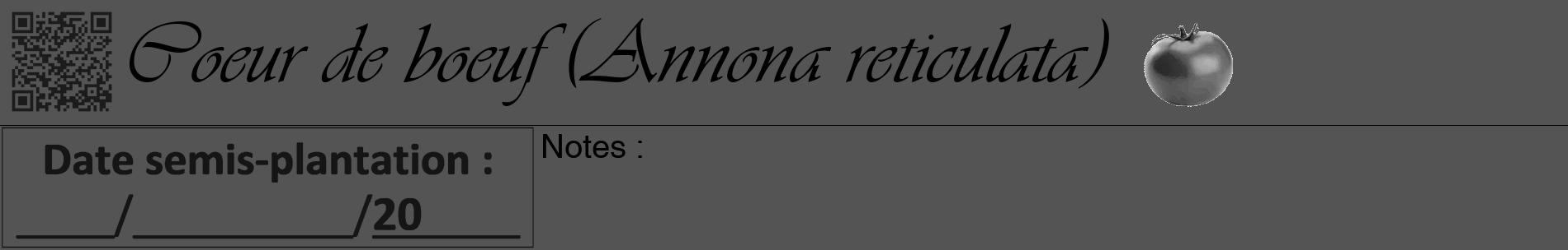 Étiquette de : Annona reticulata - format a - style noire36basiqueviv avec qrcode et comestibilité simplifiée