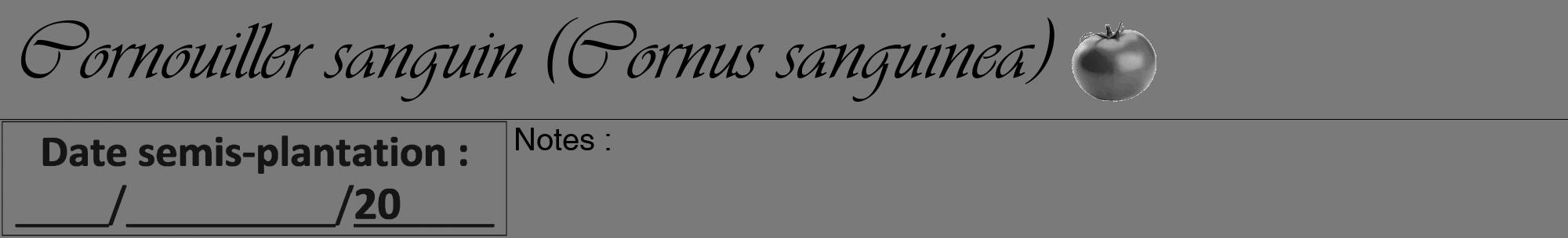Étiquette de : Cornus sanguinea - format a - style noire3viv avec comestibilité simplifiée