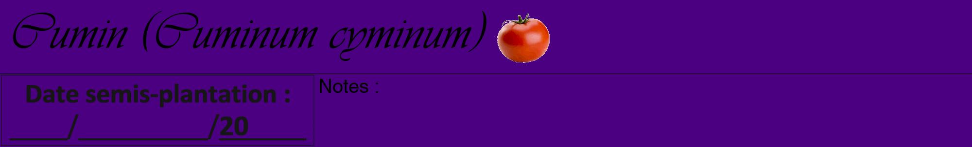 Étiquette de : Cuminum cyminum - format a - style noire47viv avec comestibilité simplifiée