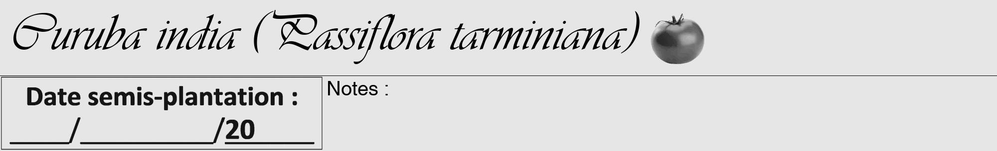 Étiquette de : Passiflora tarminiana - format a - style noire18viv avec comestibilité simplifiée