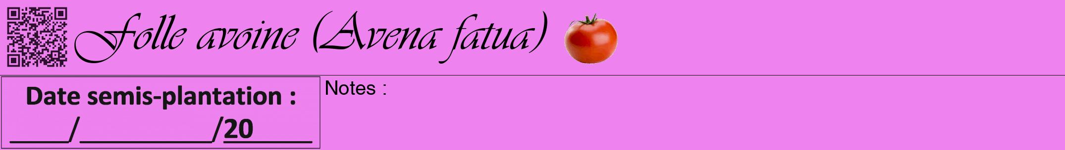 Étiquette de : Avena fatua - format a - style noire53simpleviv avec qrcode et comestibilité simplifiée