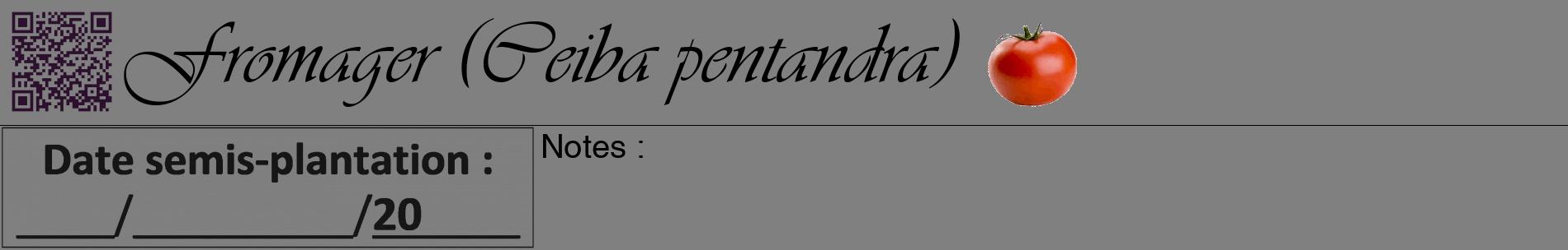 Étiquette de : Ceiba pentandra - format a - style noire57basiqueviv avec qrcode et comestibilité simplifiée