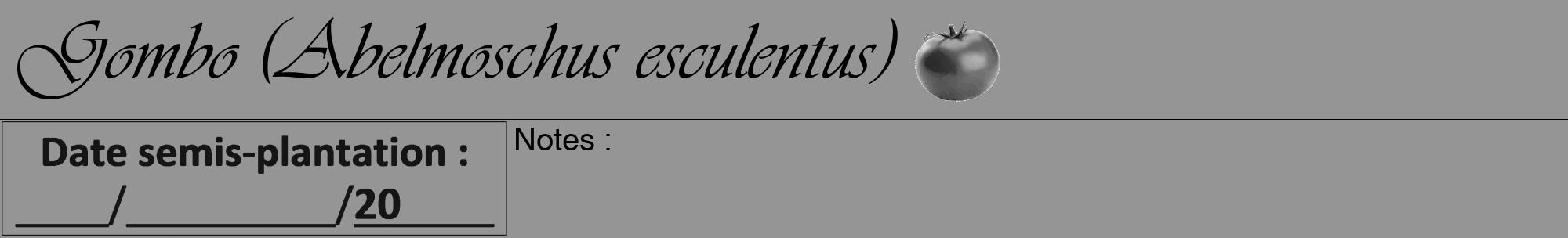 Étiquette de : Abelmoschus esculentus - format a - style noire16viv avec comestibilité simplifiée
