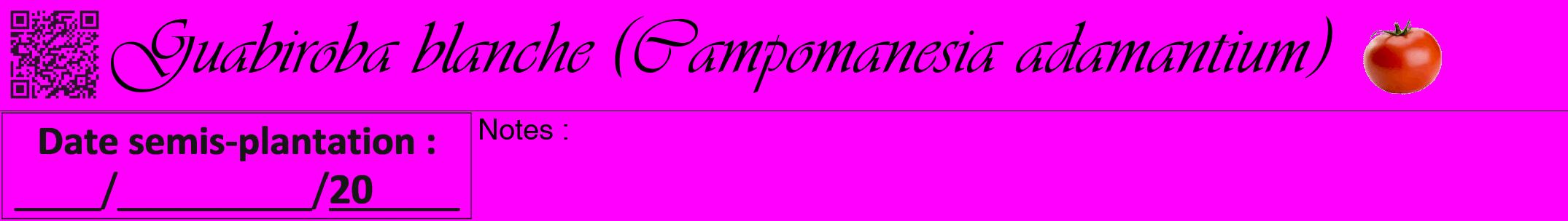 Étiquette de : Campomanesia adamantium - format a - style noire51viv avec qrcode et comestibilité simplifiée