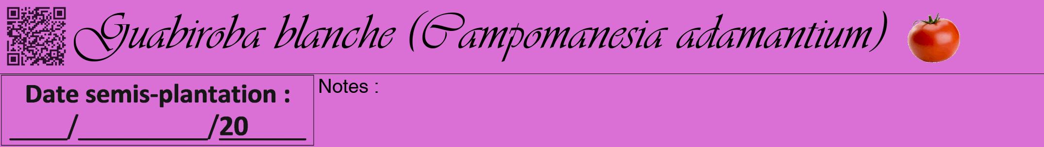 Étiquette de : Campomanesia adamantium - format a - style noire52viv avec qrcode et comestibilité simplifiée