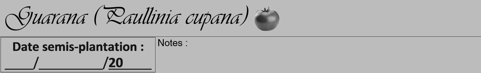 Étiquette de : Paullinia cupana - format a - style noire1viv avec comestibilité simplifiée