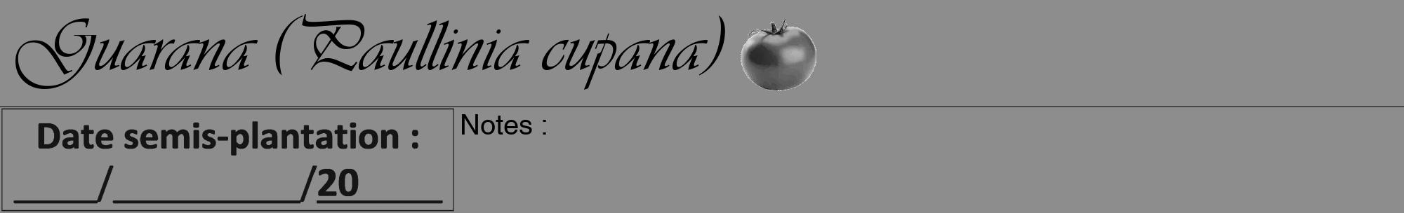Étiquette de : Paullinia cupana - format a - style noire2viv avec comestibilité simplifiée