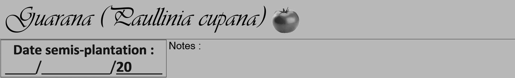 Étiquette de : Paullinia cupana - format a - style noire39viv avec comestibilité simplifiée