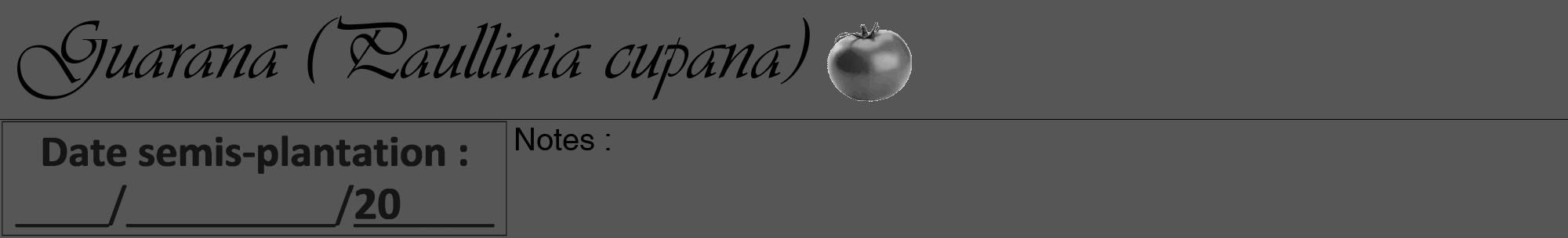 Étiquette de : Paullinia cupana - format a - style noire45viv avec comestibilité simplifiée