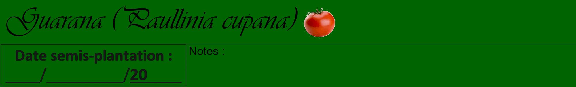 Étiquette de : Paullinia cupana - format a - style noire8viv avec comestibilité simplifiée