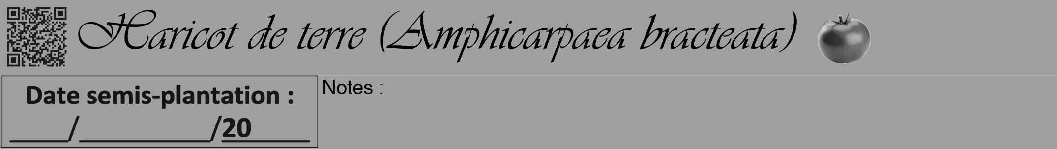 Étiquette de : Amphicarpaea bracteata - format a - style noire24viv avec qrcode et comestibilité simplifiée