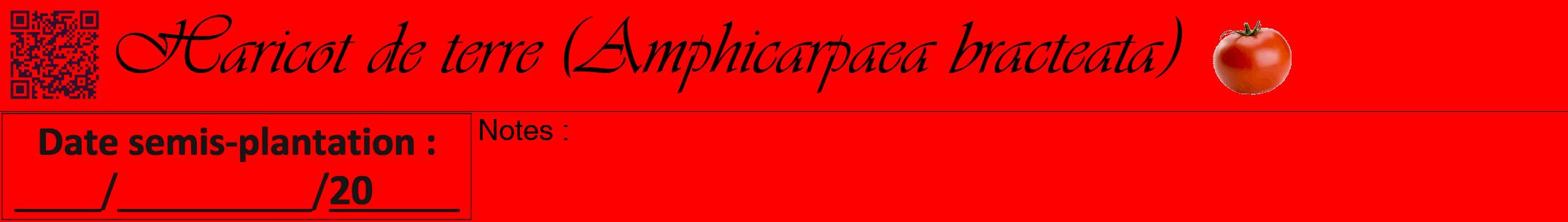 Étiquette de : Amphicarpaea bracteata - format a - style noire27viv avec qrcode et comestibilité simplifiée