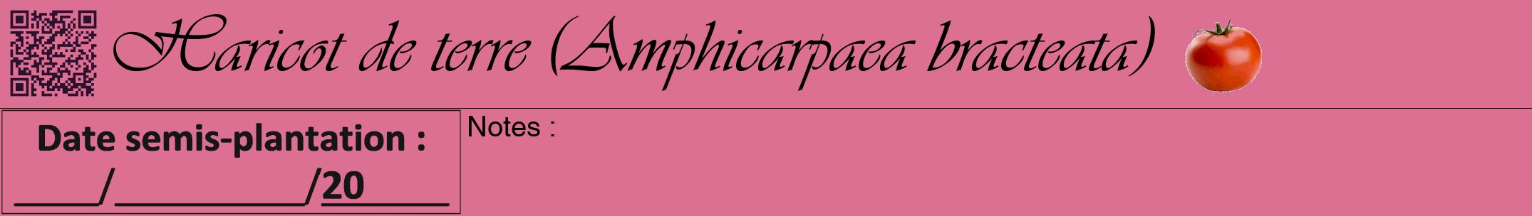 Étiquette de : Amphicarpaea bracteata - format a - style noire44viv avec qrcode et comestibilité simplifiée