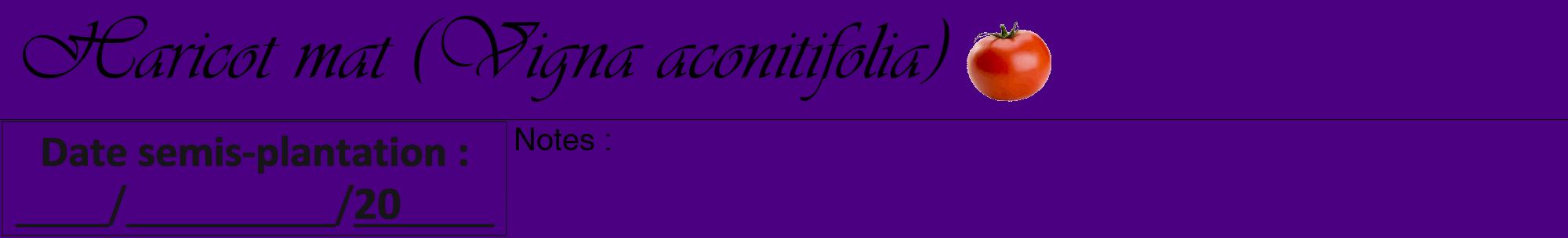 Étiquette de : Vigna aconitifolia - format a - style noire47viv avec comestibilité simplifiée
