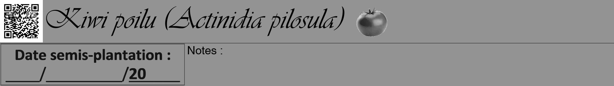 Étiquette de : Actinidia pilosula - format a - style noire44viv avec qrcode et comestibilité simplifiée