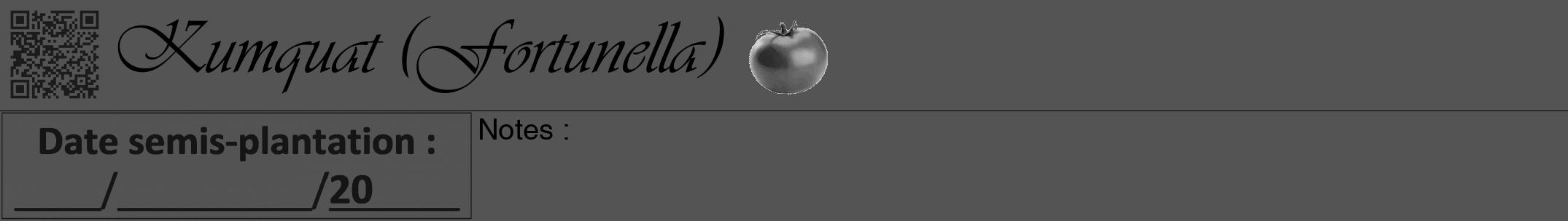 Étiquette de : Fortunella - format a - style noire30viv avec qrcode et comestibilité simplifiée