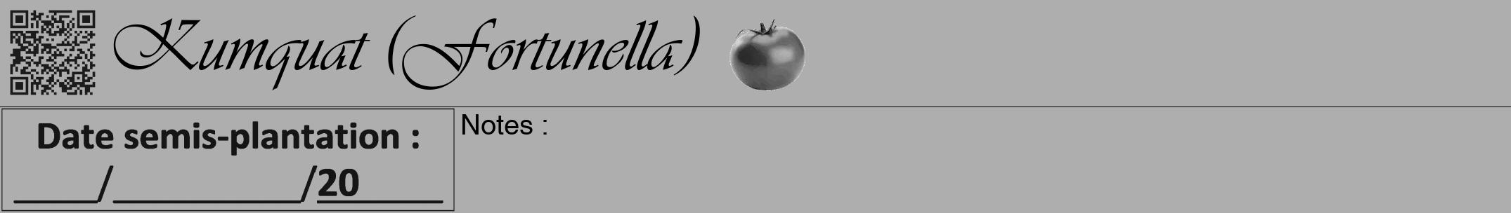 Étiquette de : Fortunella - format a - style noire53viv avec qrcode et comestibilité simplifiée