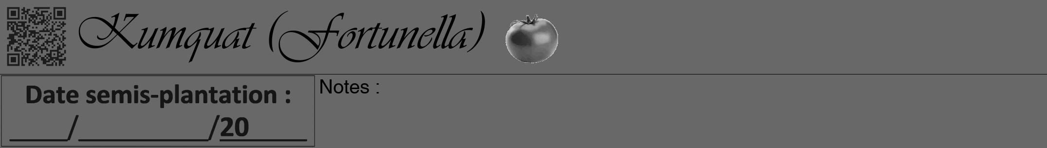 Étiquette de : Fortunella - format a - style noire6viv avec qrcode et comestibilité simplifiée