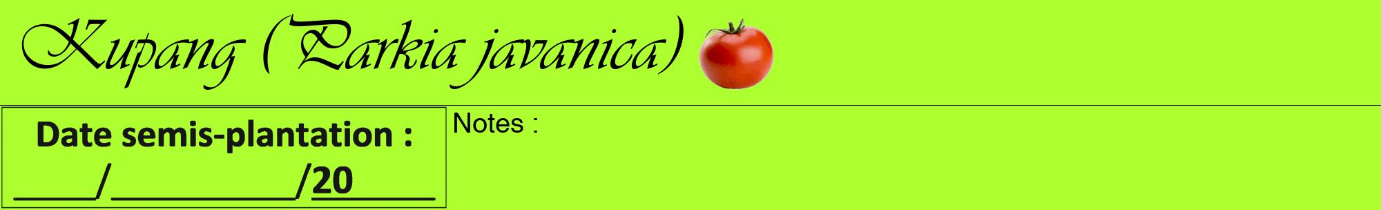 Étiquette de : Parkia javanica - format a - style noire17viv avec comestibilité simplifiée