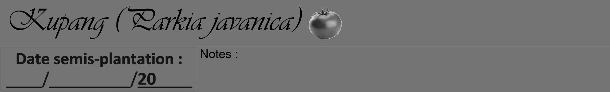 Étiquette de : Parkia javanica - format a - style noire26viv avec comestibilité simplifiée