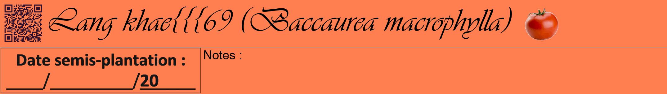 Étiquette de : Baccaurea macrophylla - format a - style noire24simpleviv avec qrcode et comestibilité simplifiée