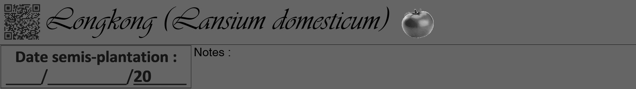 Étiquette de : Lansium domesticum - format a - style noire32viv avec qrcode et comestibilité simplifiée