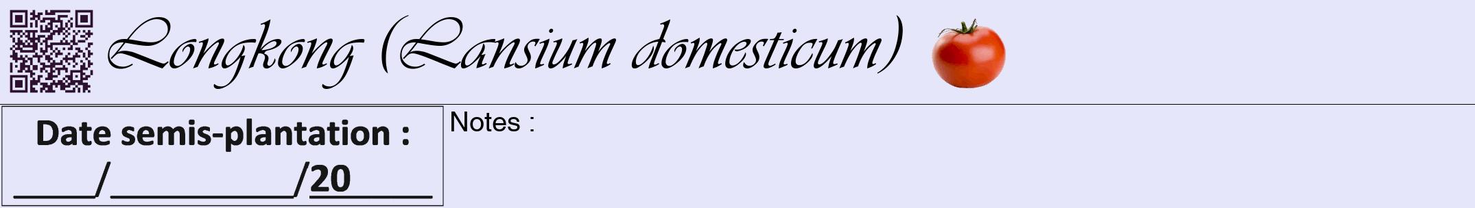 Étiquette de : Lansium domesticum - format a - style noire55viv avec qrcode et comestibilité simplifiée