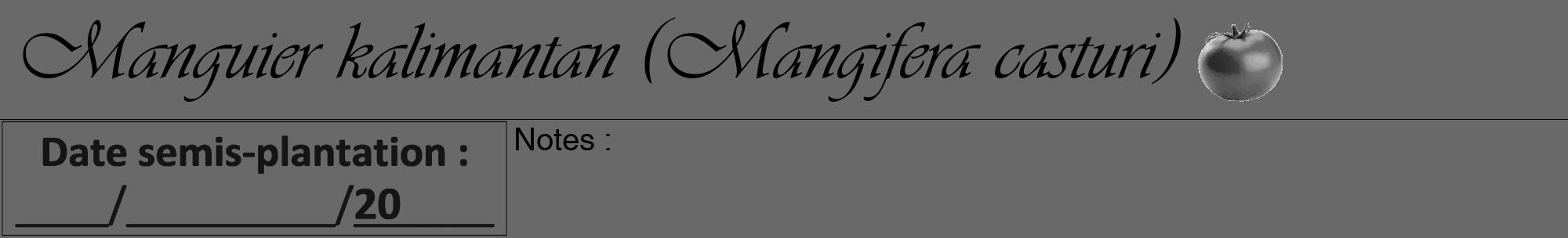 Étiquette de : Mangifera casturi - format a - style noire51viv avec comestibilité simplifiée