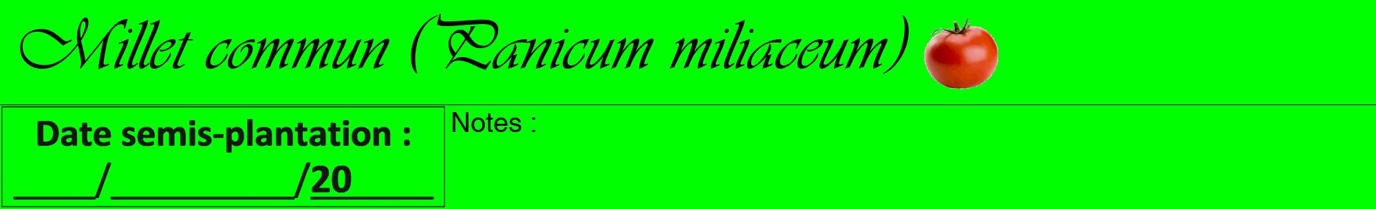 Étiquette de : Panicum miliaceum - format a - style noire16viv avec comestibilité simplifiée