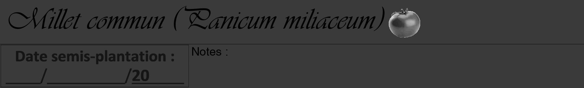 Étiquette de : Panicum miliaceum - format a - style noire8viv avec comestibilité simplifiée