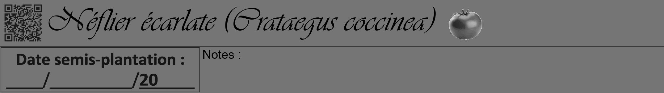 Étiquette de : Crataegus coccinea - format a - style noire5viv avec qrcode et comestibilité simplifiée