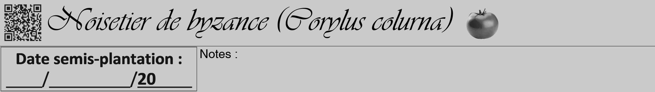 Étiquette de : Corylus colurna - format a - style noire21viv avec qrcode et comestibilité simplifiée