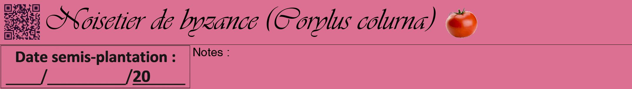 Étiquette de : Corylus colurna - format a - style noire44viv avec qrcode et comestibilité simplifiée