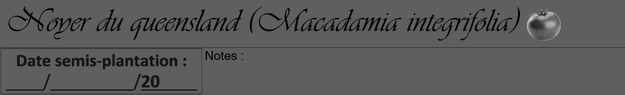 Étiquette de : Macadamia integrifolia - format a - style noire10viv avec comestibilité simplifiée