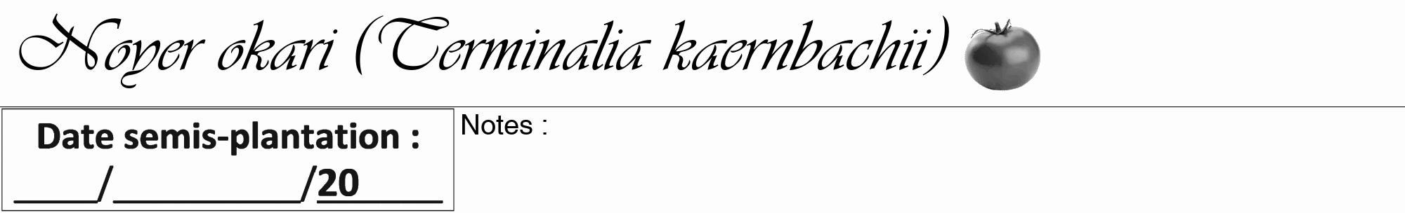 Étiquette de : Terminalia kaernbachii - format a - style noire19viv avec comestibilité simplifiée