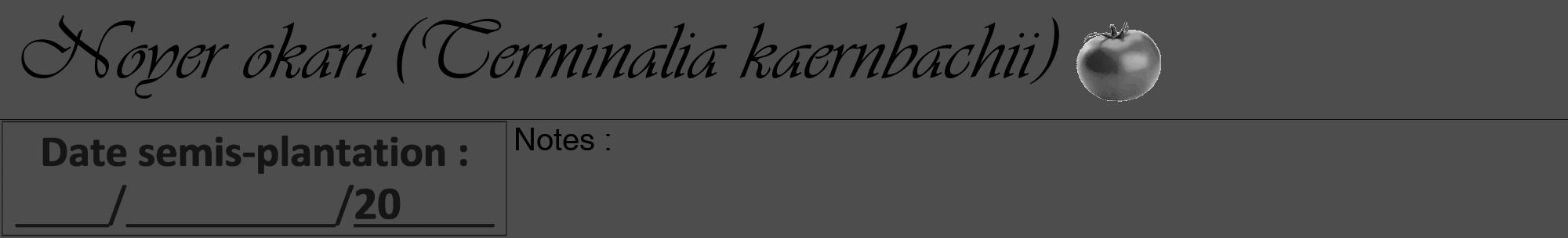 Étiquette de : Terminalia kaernbachii - format a - style noire28viv avec comestibilité simplifiée