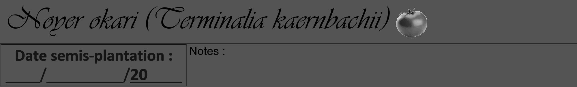 Étiquette de : Terminalia kaernbachii - format a - style noire36viv avec comestibilité simplifiée