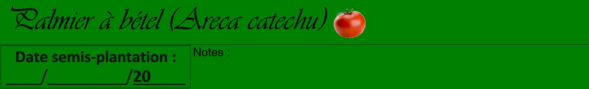 Étiquette de : Areca catechu - format a - style noire9viv avec comestibilité simplifiée